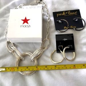 New silver tone/ black  bling jewelry-set of 3